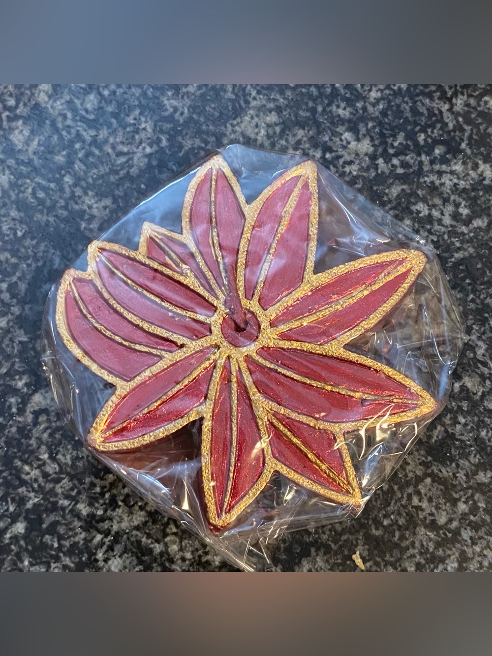 Vintage Red & Gold Poinsettia floating candles